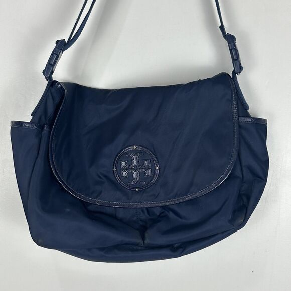 Tory Burch Billy Nylon Messenger Diaper Baby Bag Blue Crossbody Adjustable - Picture 2 of 16